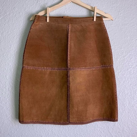 Vtg leather patchwork skirt - Picture 2 of 8